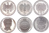 Germany Lot of 3 Coins

5 Mark 1974 F, 1973 G & 1975 G; With Silver Proof; Different Motives