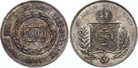 Brazil 1000 Reis 1860

KM# 465; Silver; Pedro II; XF+ Nice Toning