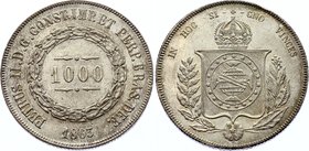 Brazil 1000 Reis 1863

KM# 465; Silver; Pedro II; XF