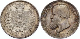 Brazil 1000 Reis 1879

KM# 481; Silver; Pedro II; XF
