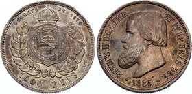 Brazil 1000 Reis 1885

KM# 481; Silver; Pedro II; XF Nice Toning