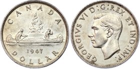 Canada 1 Dollar 1947 Rare "Maple Leaf"

KM# 37; Maple Leaf; Mint. 21.135 Pcs!; Silver; George VI; XF-