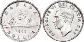 Canada 1 Dollar 1948 RRR!

KM# 46; Silver; George VI; AUNC+/UNC-