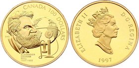 Canada 100 Dollars 1997 PROOF

Alexander Graham Bell; KM# 287; Gold (.583) - 13.338g. Mintage 15000. With original box and COA