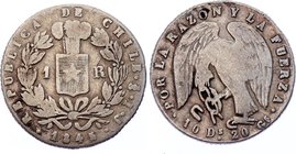 Chile 1 Real 1845 So IJ

KM# 94.2; Silver