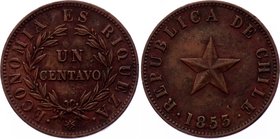 Chile 1 Centavo 1853

KM# 127; Coin rotation; XF