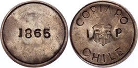 Chile - Copiapó Province AR Peso 1865 (ND)

KM# 4; Silver 22.70g 36mm; Although dated 1865 during the Blockade of Puerto de Caldera, this type is be...