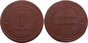 Chile Mine Token 1 Peso 1912 (ND)

Red-Brown Vulcanite 5.48g 40mm; Vale por 1 Peso de Mercaderias Pulpura