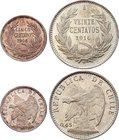 Chile Lot of 2 Coins

5 Centavos 1906 & 20 Centavos 1916; Silver; UNC