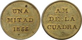 Colombia Token "Una Mitad" 1855 Rare

7.17g 27.5g; Am de la Cuadra