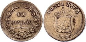 Costa Rica 1 Centavo 1868

KM# 109; Mintage 20,000 Only!; XF