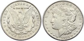 United States 1 Dollar 1921 S

KM# 110; Silver; "Morgan Dollar"; XF+