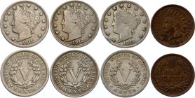 United States Lot of 4 Coins

1 Cent 1905 & 5 Cents 1911, 1912, 1912 D