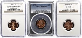 United States Lot of 3 Coins in Slabs

1 Cent 2002 S NGC PF 69 RD, 1 Cent 1968 S PCGS MS 66 RD, 1 Cent 2008 NGC MS 67 RD