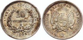 Uruguay 10 Centesimos 1893 So

KM# 14; Silver; XF+