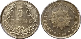 Uruguay 5 Centavos 1924 Essai PCGS SP65

KM# E7; Copper-Nickel