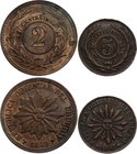 Uruguay Lot of 2 Coins

2 Centesimos 1857 D, 5 Centesimos 1857 H
