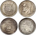 Venezuela Lot of 2 Coins

1/4 Bolivar 1921 (Low "2"); 1936; Silver