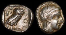 Ancient World Attica Athens AR Tetradrachm 440 - 404 BC

Silver 17.24g; Obvers - Athena; Revers - Owl, Olive Spray and Moon; Mint Luster