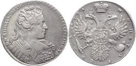Russia 1 Rouble 1731 RRR

Bit# 43; Conros# 56.130 R2!; Poluiko# 033 !; 2,75 Rouble Petrov; Silver 25,98g.; Edge - ornamented; Kadashevsky Mint; Anna...
