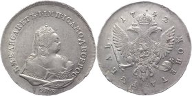Russia 1 Rouble 1742 СПБ

Bit# 243; Conros# 64.344 x; 2,25 Rouble Petrov; Silver 25,48g.; Edge - inscription; SPB Mint; St. Peterburg type - in a cl...