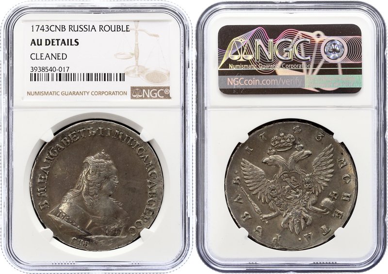 Russia 1 Rouble 1743 СПБ NGC AU

Bit# 251; Petersburg edge; Silver; NGC AU Det...