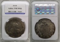 Russia 1 Rouble 1745 ММД NNR AU58

Bit# 117; 2,75 Roubles by Petrov; Silver, AUNC. NNR AU58.