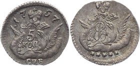 Russia 5 Kopeks 1757

Bit# 226; Silver 1,3g.
