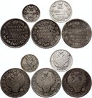 Russia Alexander I Silver Coins Lot 1815 -1824

Small selection of interesting coins: Poltina 1817, 1818, 1820. 10 Kopeks 1815, 20 Kopeks 1824. Silv...
