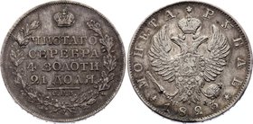 Russia 1 Rouble 1823 СПБ-ПД

Bit# 137 1,5 Roubles by Petrov, Silver, XF. Cabinet patina!