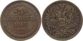 Russia 3 Kopeks 1857 ЕМ

Bit# 319; Copper 13,9g.