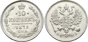 Russia 10 Kopeks 1872 СПБ HI

Bit# 256; Silver 1.76g