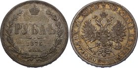 Russia 1 Rouble 1876 СПБ НI

Bit# 89; 2 Roubles by Petrov. Silver, XF, dark cabinet patina.