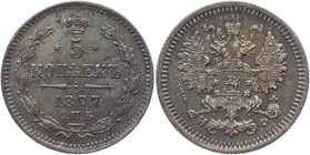 Russia 5 Kopeks 1877 СПБ HФ

Bit# 279; Silver 0,9g.; Proof; Very Rare