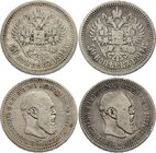 Russia 50 Kopeks 1894 АГ - 2 Coins

Bit# 87; Silver, aVF.