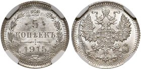 Russia 5 Kopeks 1915 ВС NNR MS65

Bit# 192; Silver; Mint Luster; High Grade
