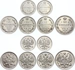 Russia Nice Lot of 6 Coins

10 15 20 Kopeks 1900-1915; Silver