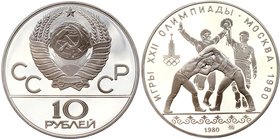 Russia - USSR 10 Roubles 1980

Y# 183; Silver Proof; 1980 Summer Olympics, Moscow - Wrestling
