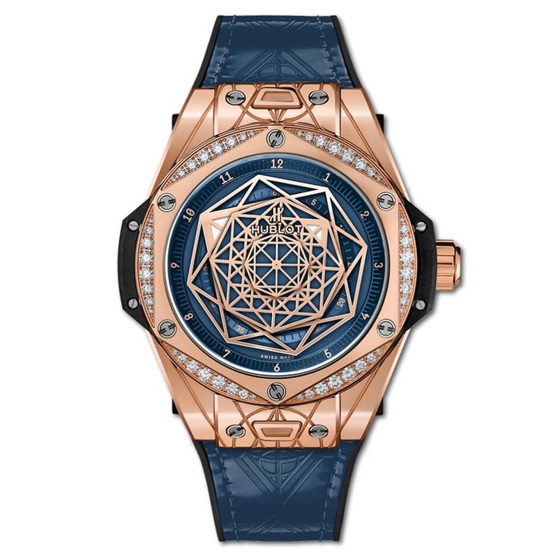 HUBLOT BIG BANG SANG BLEU

Brand name: Hublot

Body material: Pink gold

Bracele...