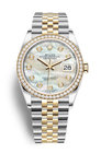 Rolex DateJust MOP Dial Diamonds Two-Tone

Brand name: Rolex

Body material: Gold / Steel

Bracelet material: Gold / Steel

Shape: Circle

Mechanism t...
