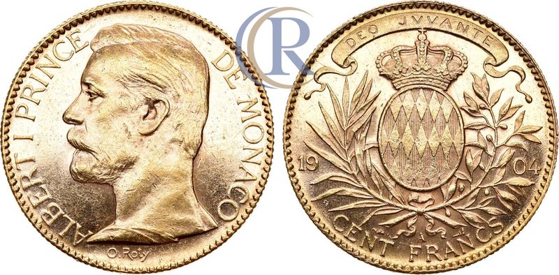 Monaco. Alber I. 100 Francs 1904, gold. Монако. Альберт I. 100 франков 1904 года...