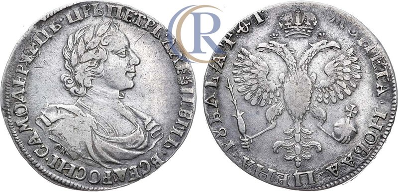 1 рубль 1719 года. ОК Russia. 1 Rouble 1719 Серебро. 26,78г. Кадашевский монетны...