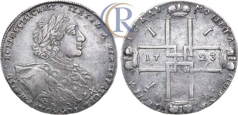 1 рубль 1723 года. ОК Russia. 1 Rouble 1723 Серебро. 28,64г. Красный монетный дв...