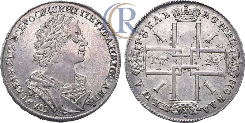 1 рубль 1724 года. ОК Russia. 1 Rouble 1724 Серебро. 28,75г. Красный монетный дв...