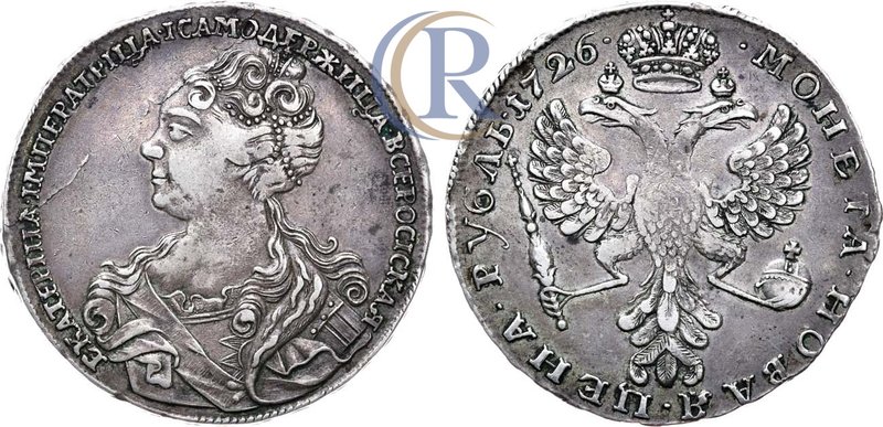 1 рубль 1726 года. Russia. 1 Rouble 1726 Серебро. 27,54г. Красный монетный двор....