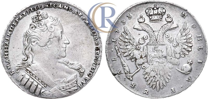 1 рубль 1733 года. Russia. 1 Rouble 1733 Серебро. 25,30г. Кадашевский монетный д...