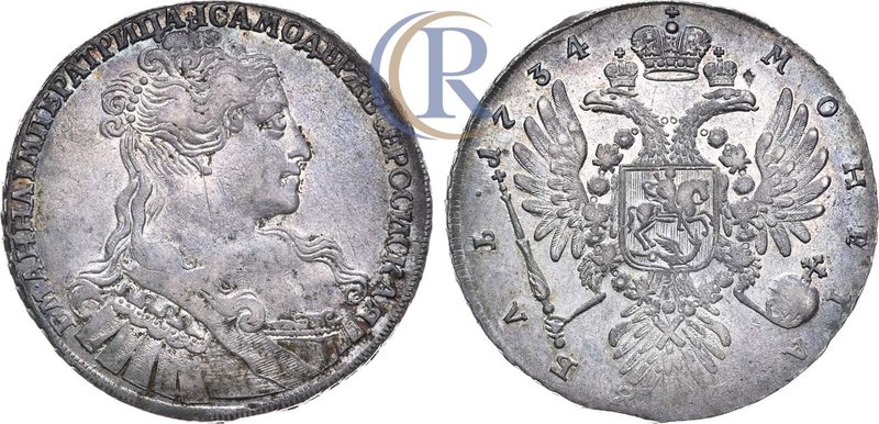 1 рубль 1734 года. Russia. 1 Rouble 1734 Серебро. 25,80г. Кадашевский монетный д...