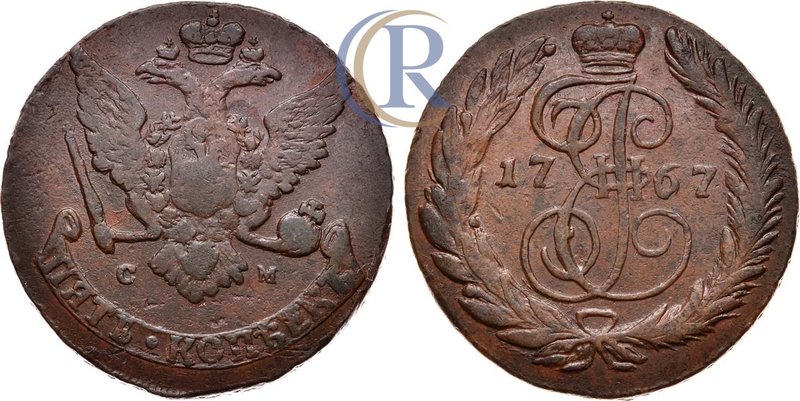 5 копеек 1767 года. СМ Russia. 5 Kopeks 1767 Медь. 51,88г. Сестрорецкий монетный...