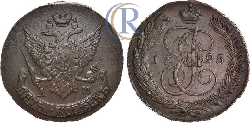 5 копеек 1795 года. АМ Russia. 5 Kopeks 1795 Медь. 44,93г. Аннинский монетный дв...