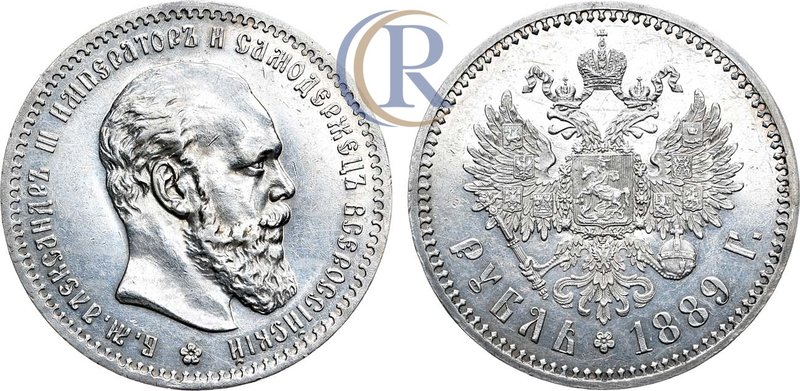 1 рубль 1889 года. АГ-(АГ) Russia. 1 Rouble 1889 Серебро. 19,97г. 
 Уздеников 20...